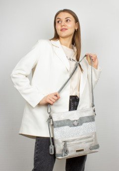 Женская сумка с ремнем через плечо серого цвета Rieker H1346-40