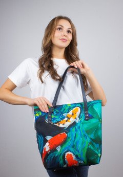Женская сумка тоут из текстиля K-C Афина Рыбки