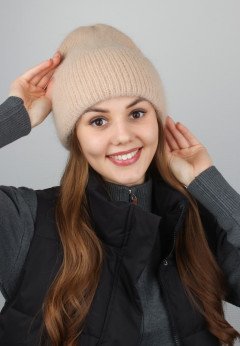 Женская шапка из ангоры K-C HOHW 09121 1A карамель