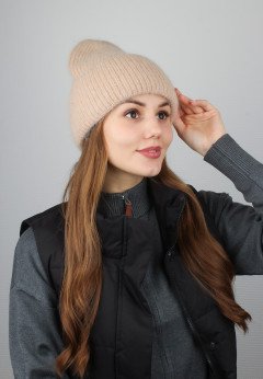 Женская шапка из ангоры K-C HOHW 09121 1A карамель