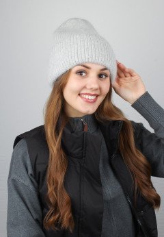 Женская шапка K-C HOHW 09121 1A серебро
