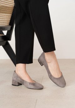 Женские туфли-лодочки замшевые на каблуке K-C E100-1-2 сер