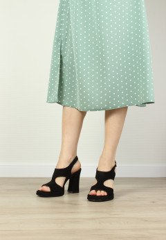 Женские босоножки замшевые на каблуке K-C 8661-2-3 черн