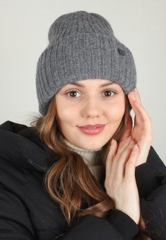 Женская шапка из ангоры K-C HOHCW 16523 2A графит