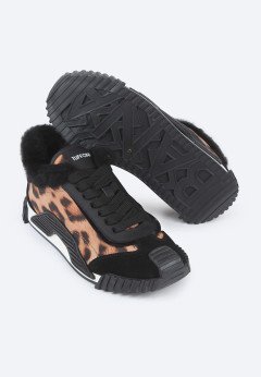 Зимние женские кеды Tuffoni 3624024VF черн/леопард