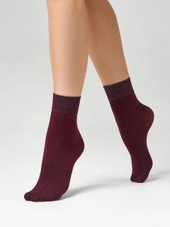 Женские матовые эластичные носки MiNiMi Lurex 70 бордо/золото