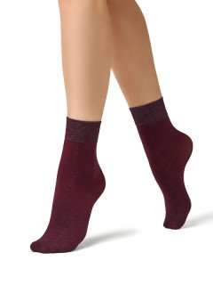 Женские матовые эластичные носки MiNiMi Lurex 70 бордо/золото