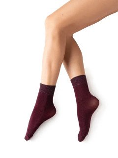 Женские матовые эластичные носки MiNiMi Lurex 70 бордо/золото