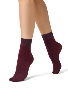 Женские матовые эластичные носки MiNiMi Lurex 70 бордо/золото