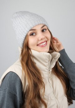 Женская шапка K-C HOHW 20424 1A серебро