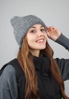 Женская шапка из ангоры K-C HOKHW 30224 2A графит