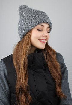 Женская шапка из ангоры K-C HOKHW 30224 2A графит