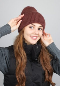 Женская шапка K-C HOHW 09121 1A шоколад