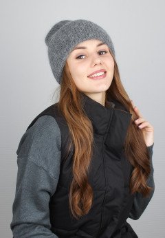 Женская шапка из ангоры K-C HOHW 09121 1A графит