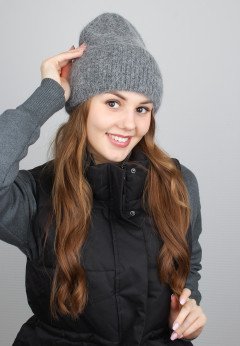 Женская шапка из ангоры K-C HOHW 09121 1A графит
