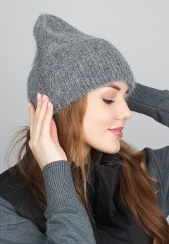 Женская шапка из ангоры K-C HOHW 09121 1A графит