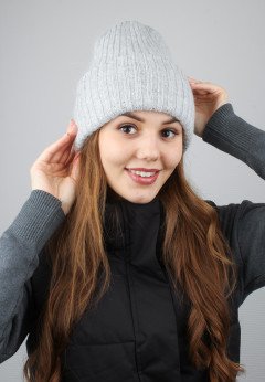 Женская шапка из ангоры K-C HOKHW 30224 2A серебро