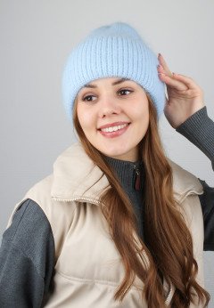 Женская шапка из ангоры K-C HOHW 09121 1A лазурь