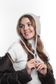 Женский чепчик с ушками K-C HOHW 05923 1A крем