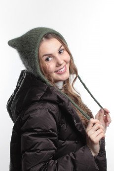 Женский чепчик с ушками K-C HOHW 05923 1A хаки