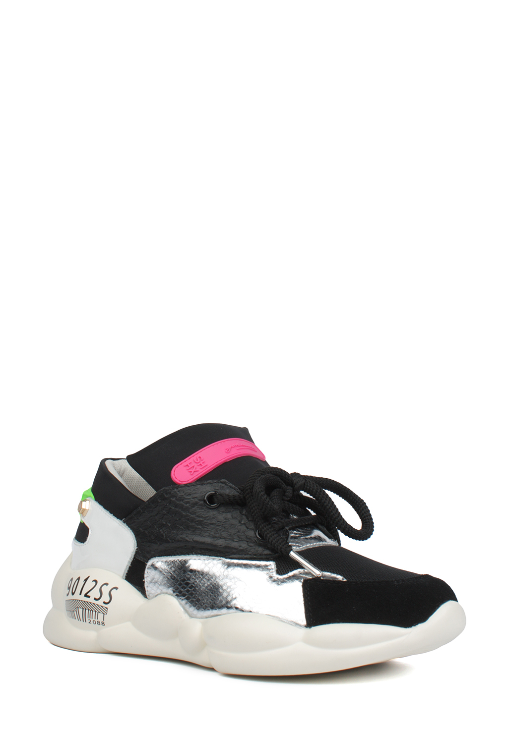 Женские кроссовки PM Shoes, черный, серебряный, из натуральной кожи