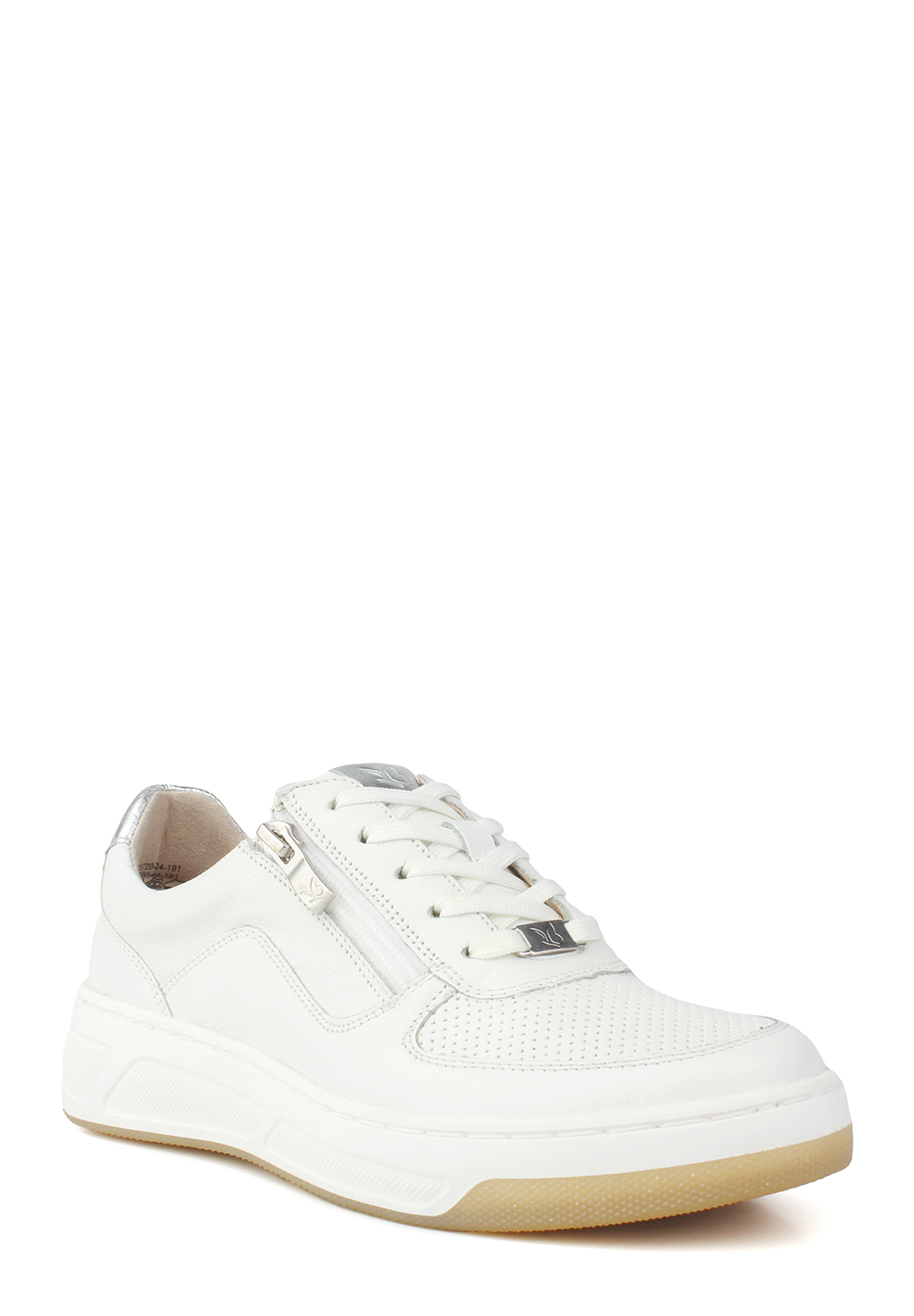 Женские кроссовки Caprice, белый, серебряный, из натуральной кожи